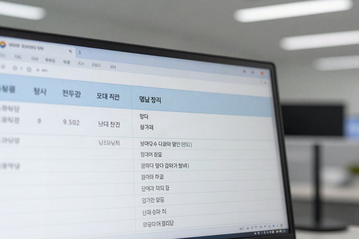 업무자동화 솔루션 데이터 정리 화면